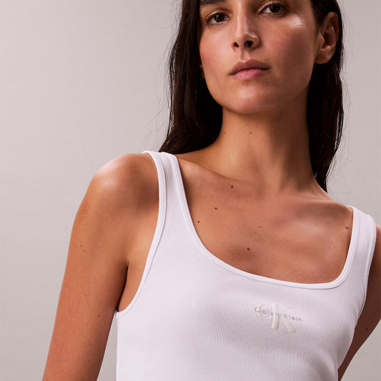 Calvin Klein Γυναικεία αμάνικη μπλούζα Monogram Scoop Neck Rib Knit Tank Top